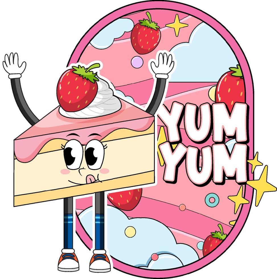 Cake with Yum word expression vector