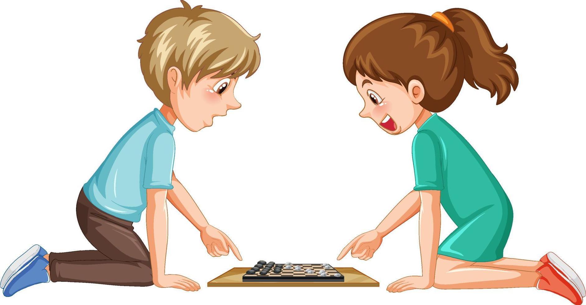 A children playing board game on white background vector