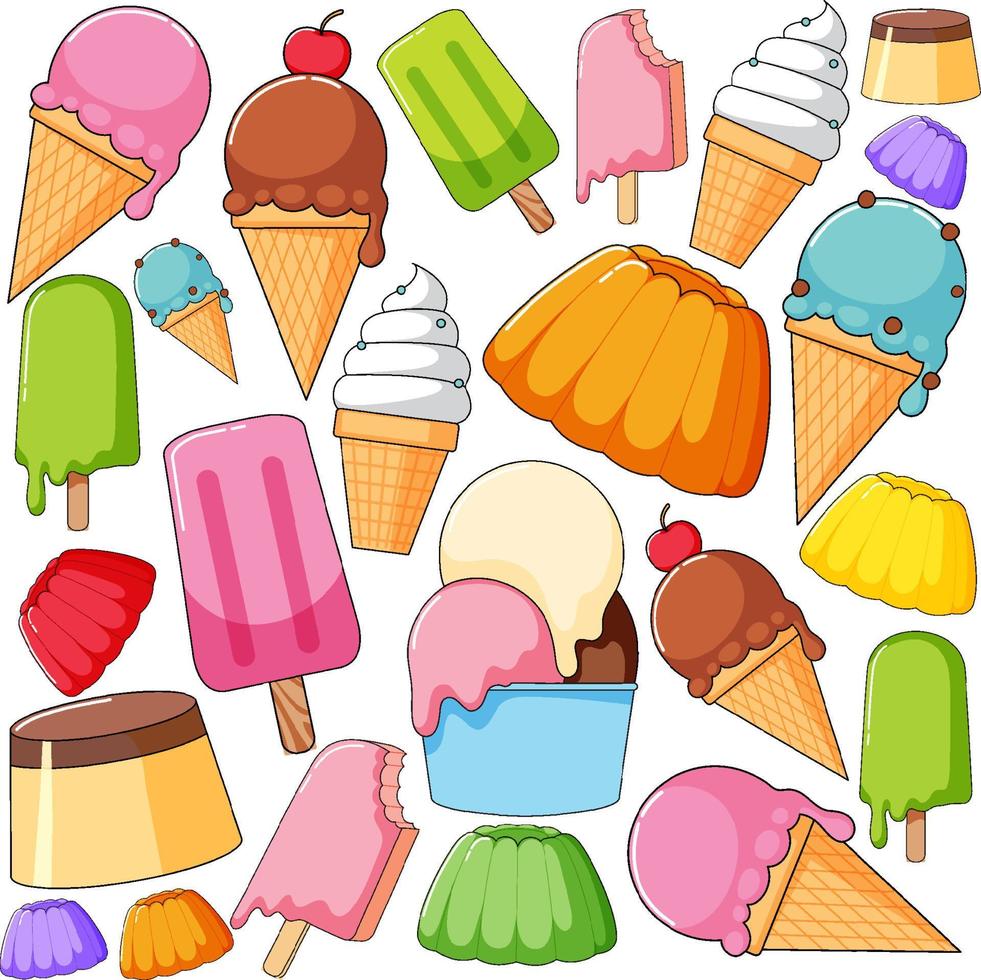 diseño de fondo transparente con diferentes helados vector