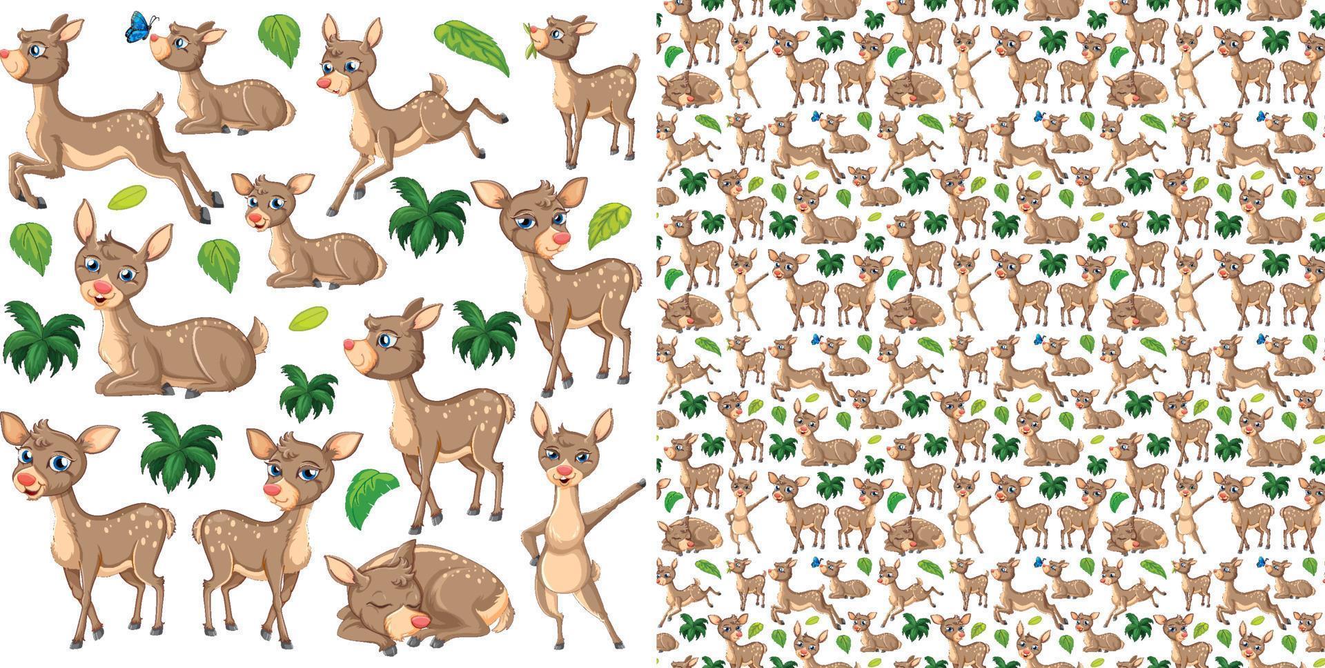 Cute animals cartoon set on white background vector