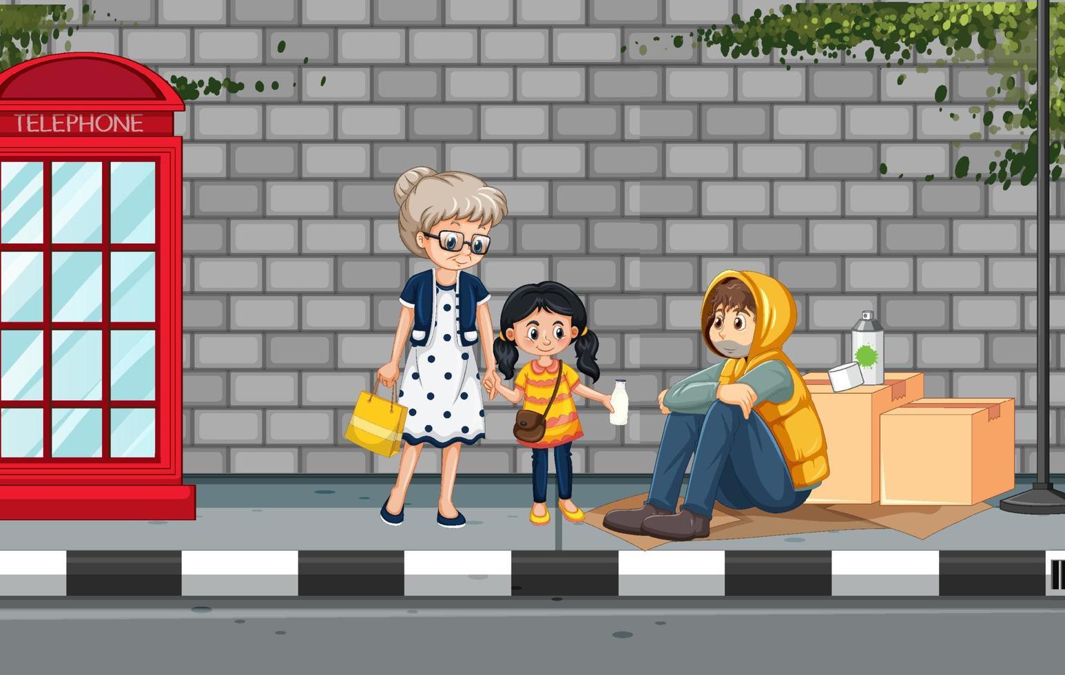 Homeless people in the city vector