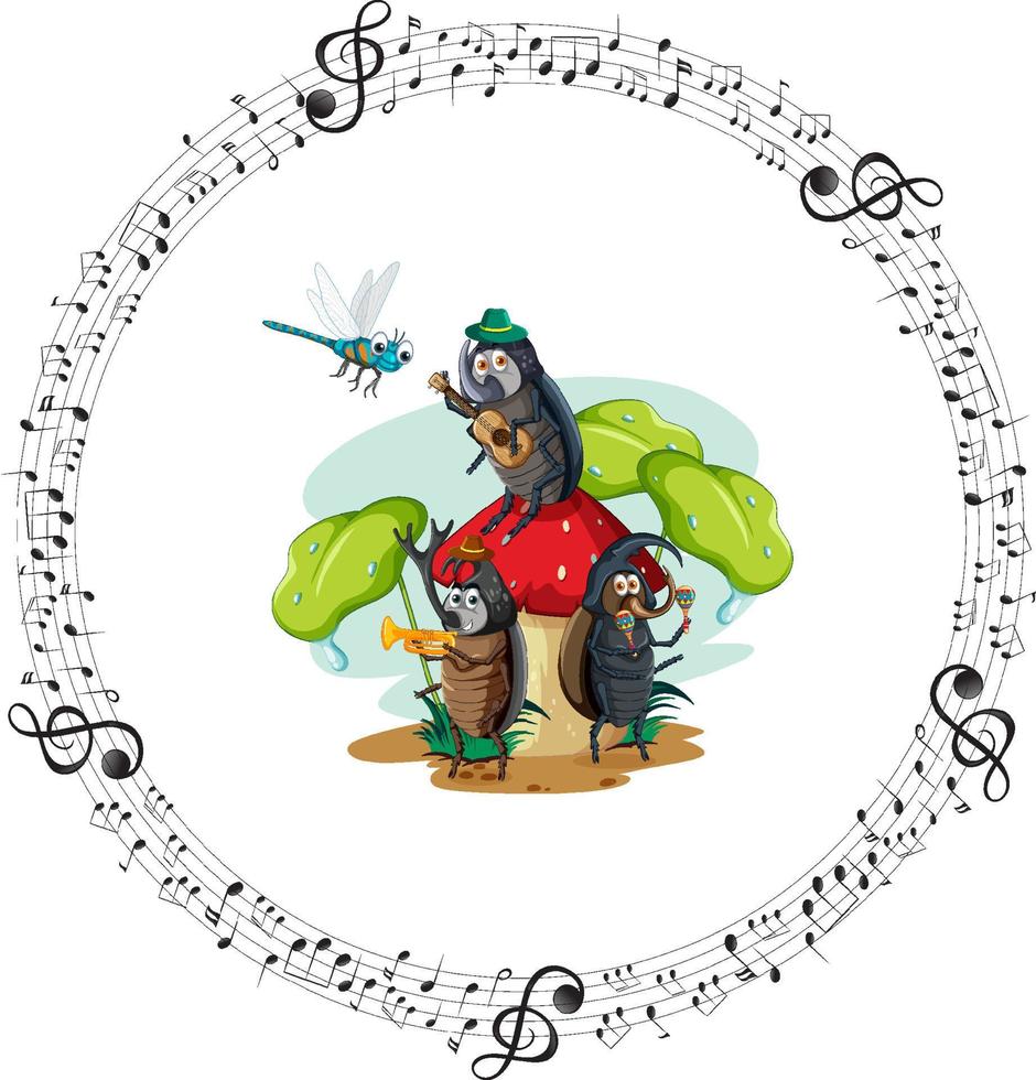 Cartoon beetle music band vector