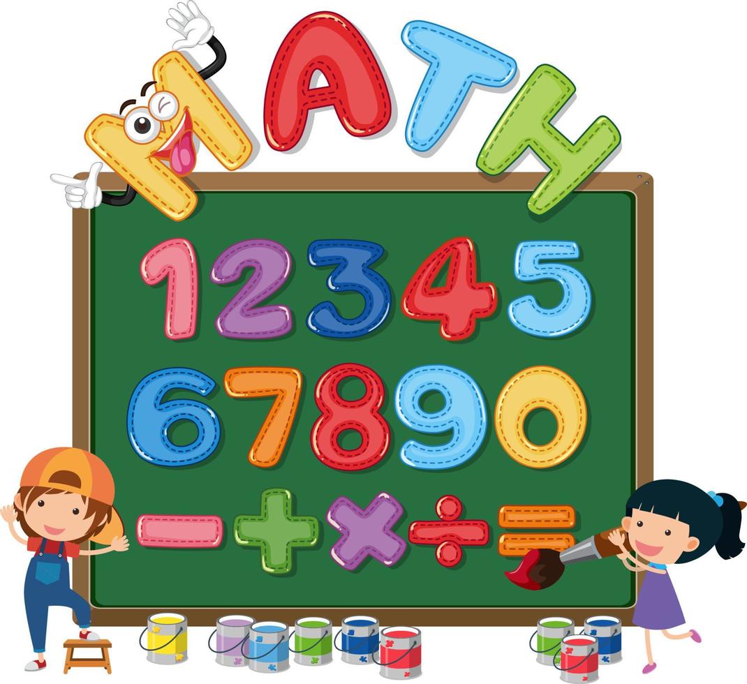 Counting numbers from zero to nine and math symbols vector