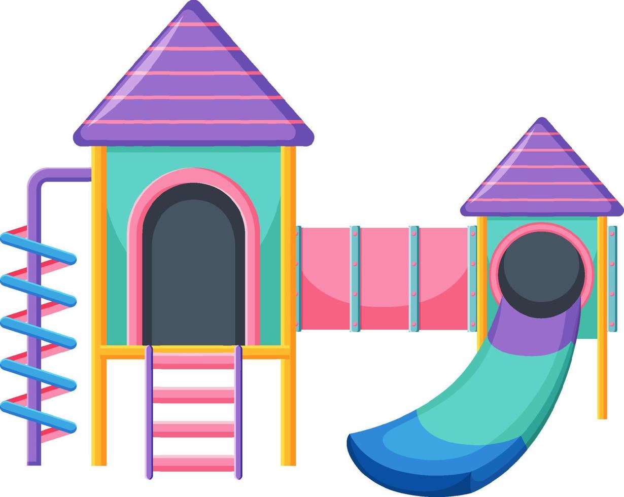 A children playground slide set on white background vector