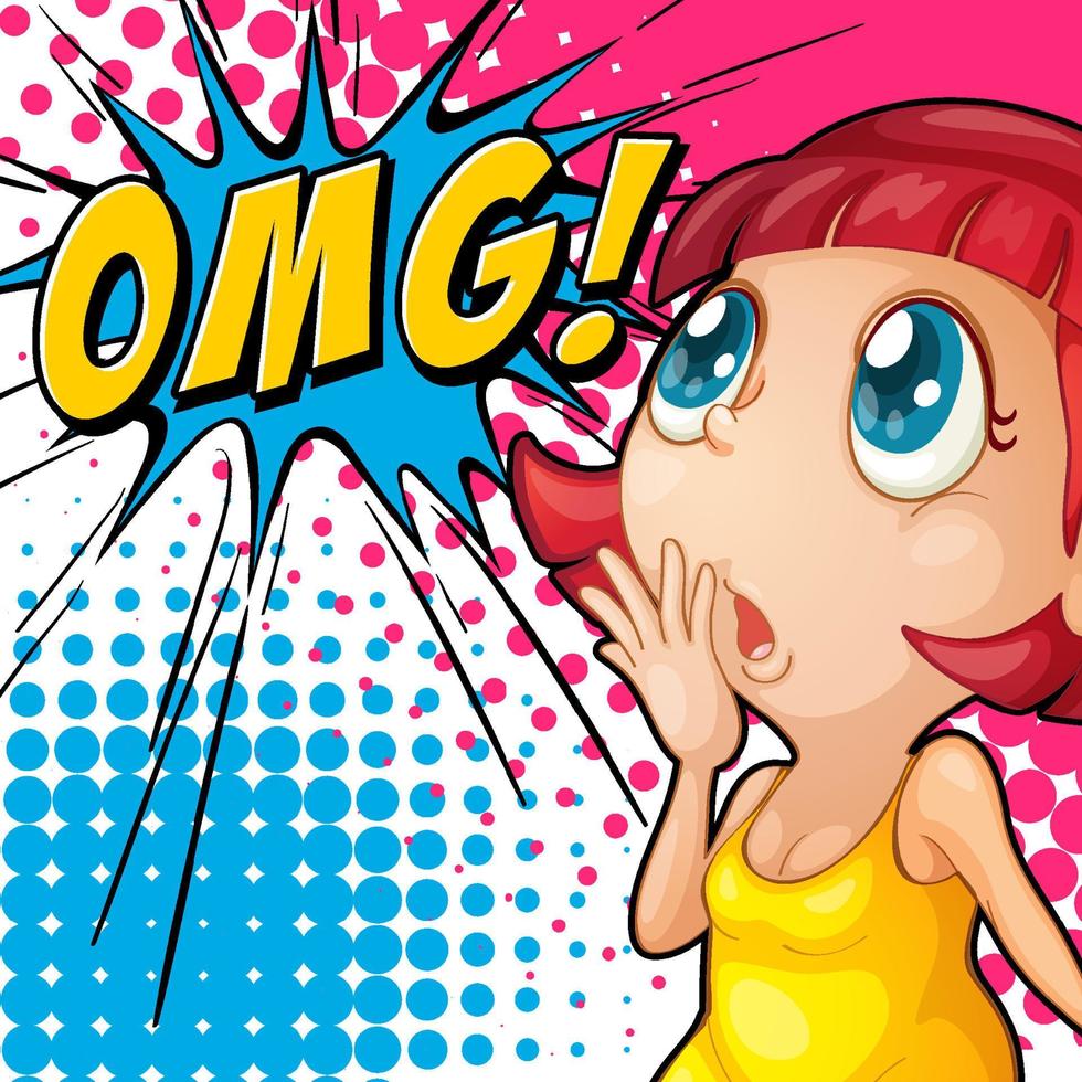 Abbreviation and facial expression retro comic banner design vector