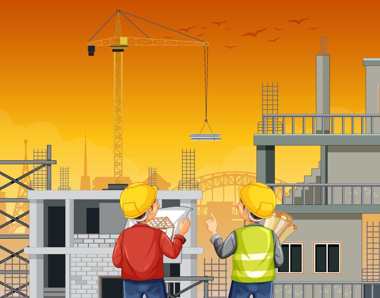 Building construction site background vector