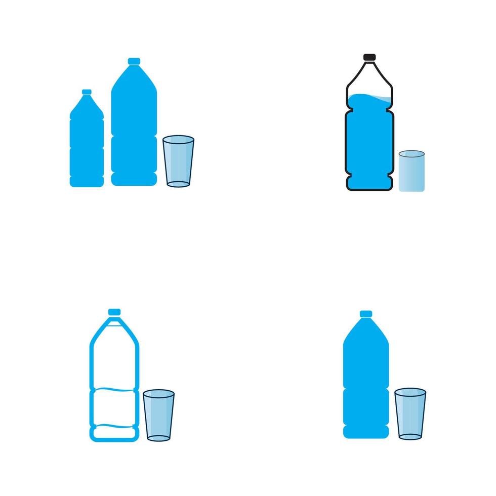 Plastic bottle and glass vector icon