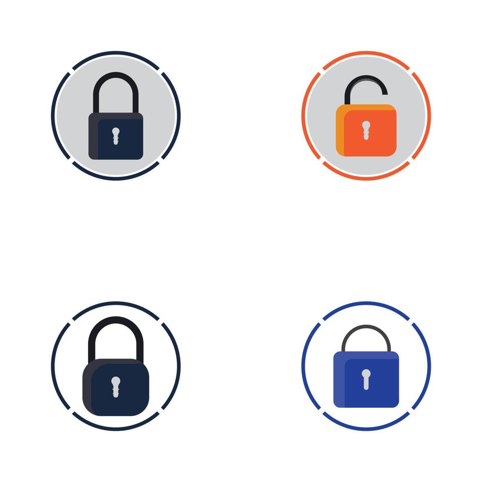 Flat lock and unlock icon vector background