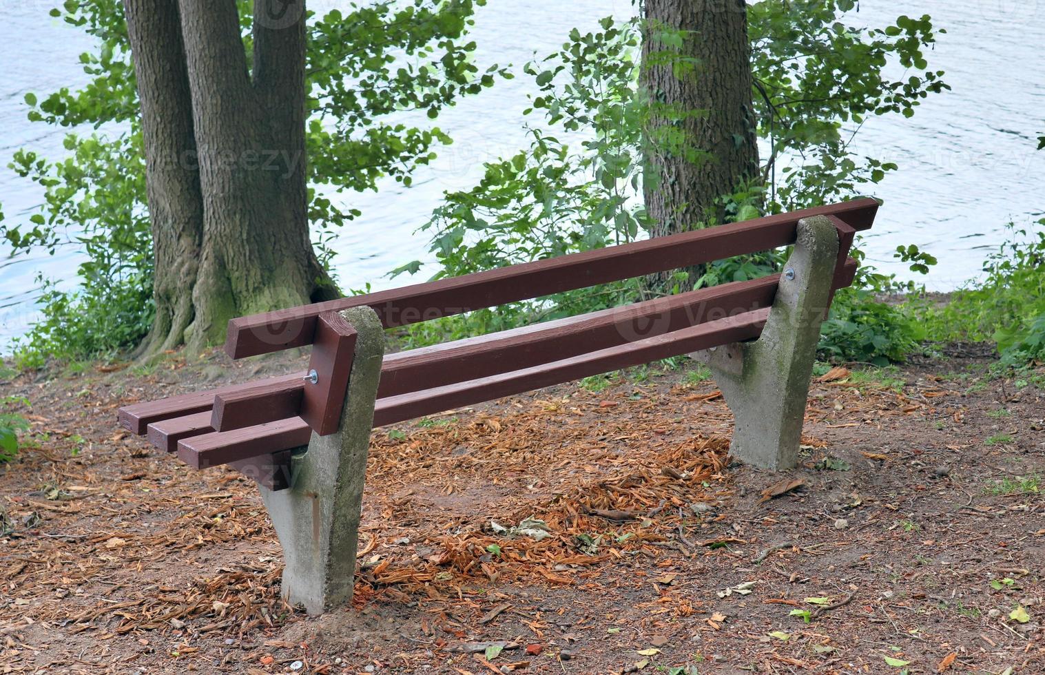 A public empty bench found in northern Europe photo
