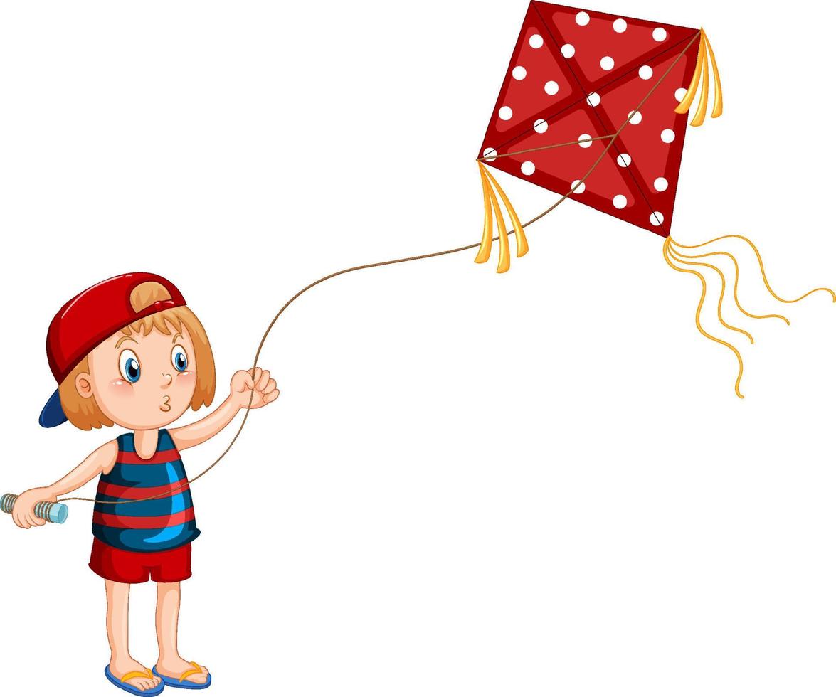Cartoon girl playing kite vector
