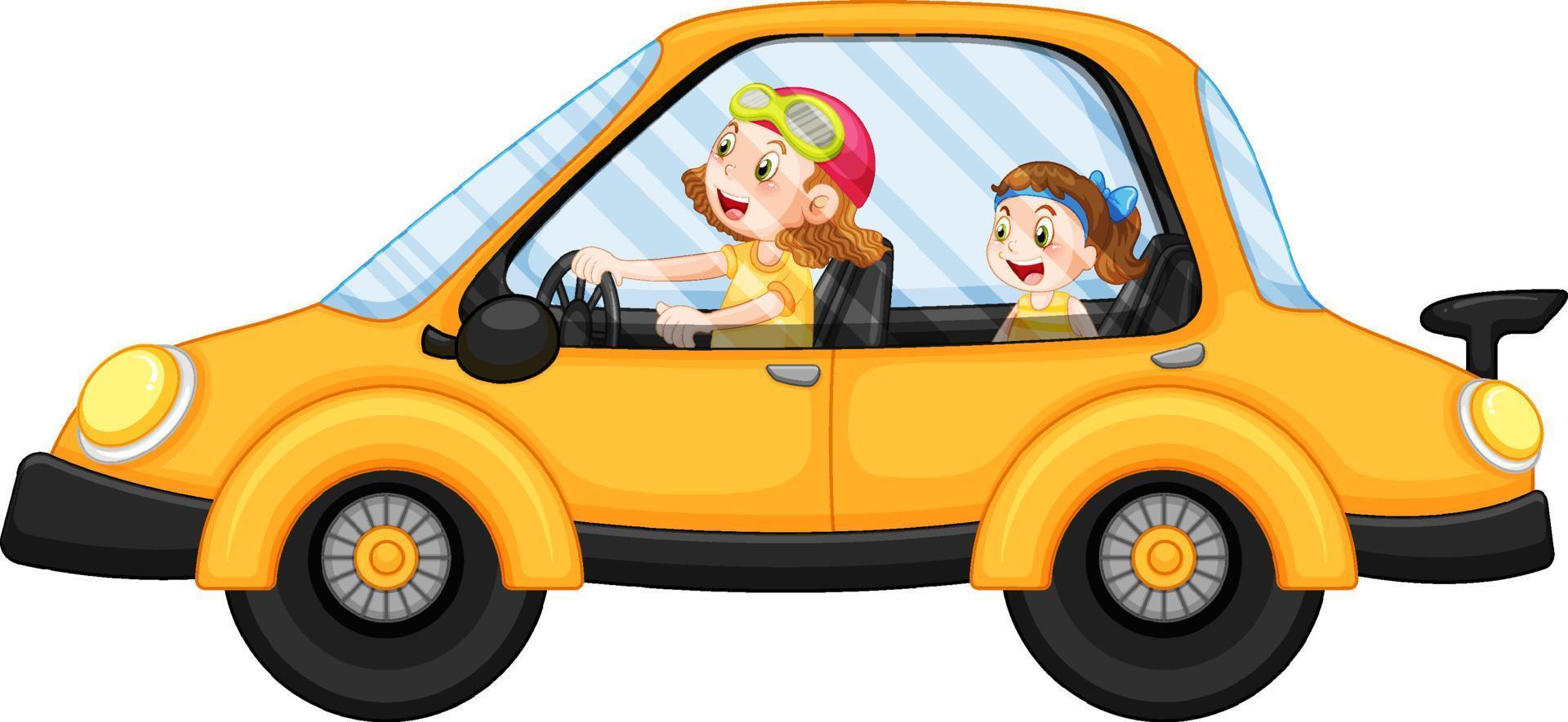 niños en un auto amarillo en estilo de dibujos animados 7562725 Vector en  Vecteezy
