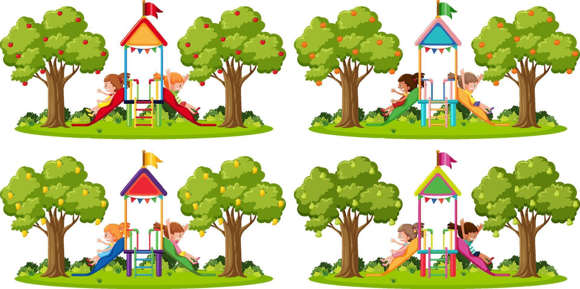 Outdoor playground slide for kids vector