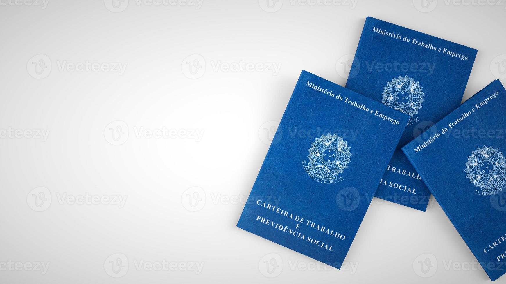 Brazilian work document and social security document on white background. 3D Rendering. photo
