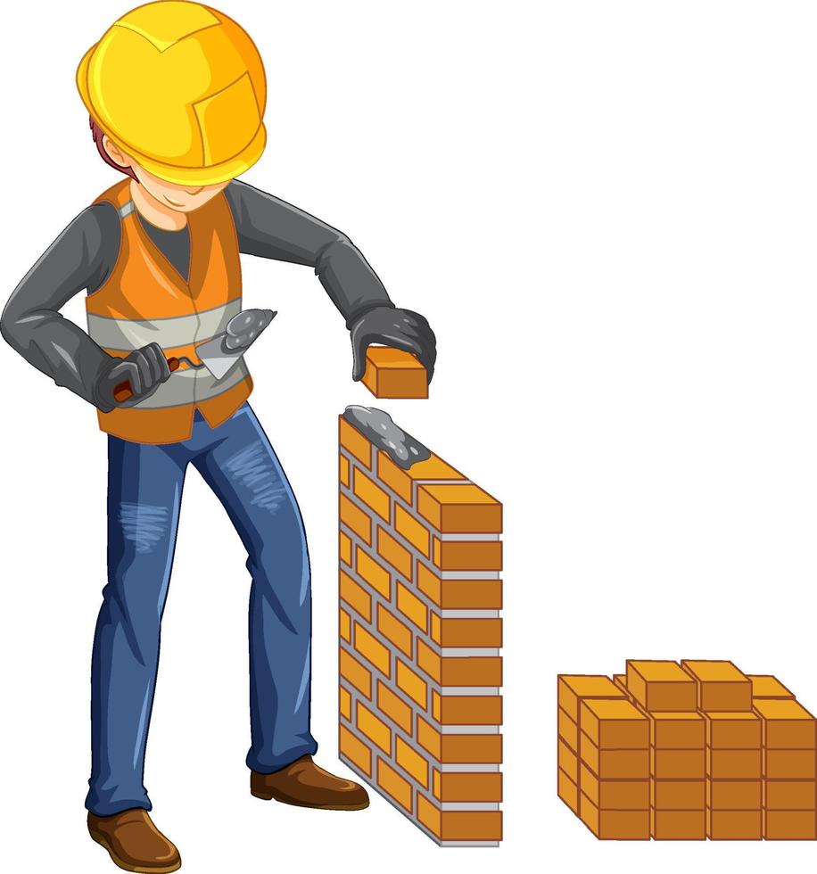 Construction worker cartoon character vector