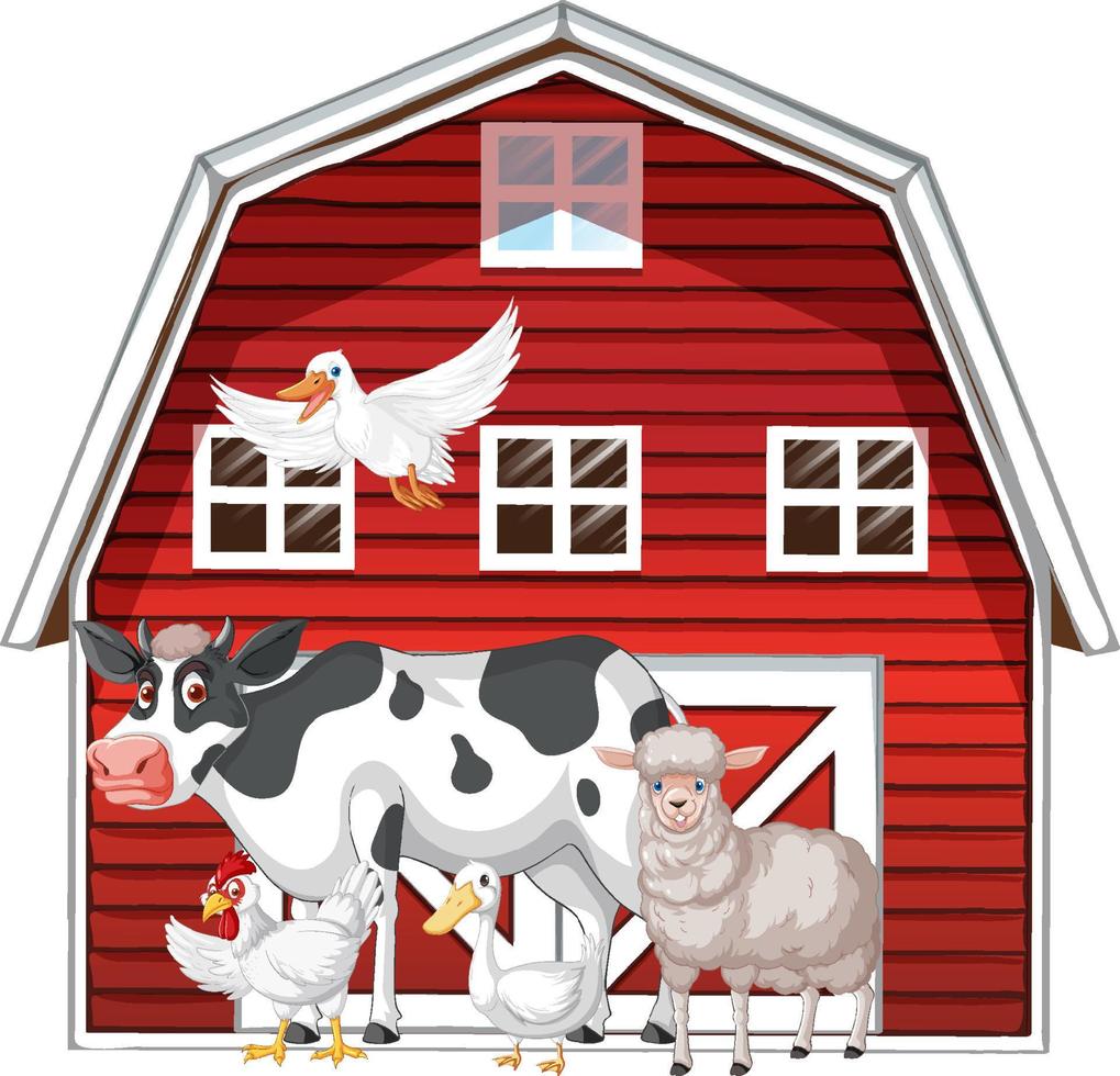 Farming theme with many animals vector