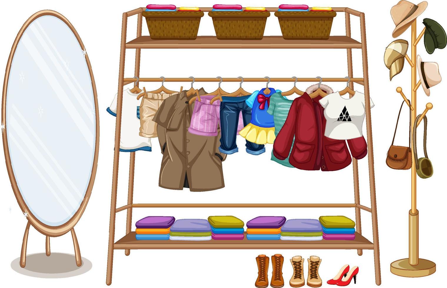 Different clothes hanging on the bars vector
