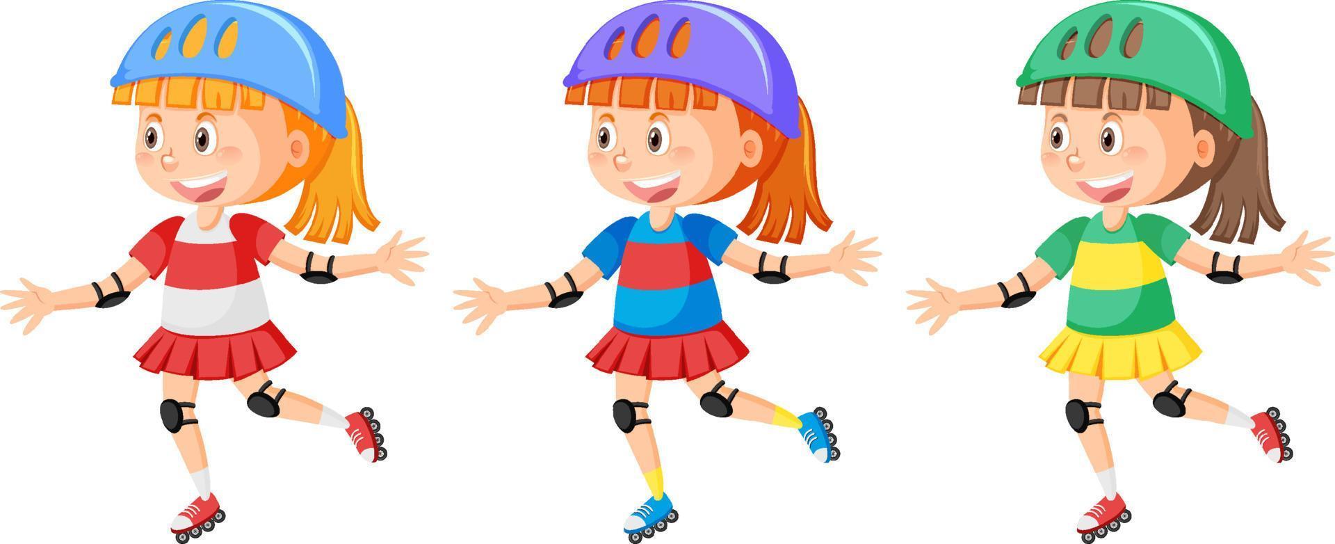 Set of girls on inline skates vector