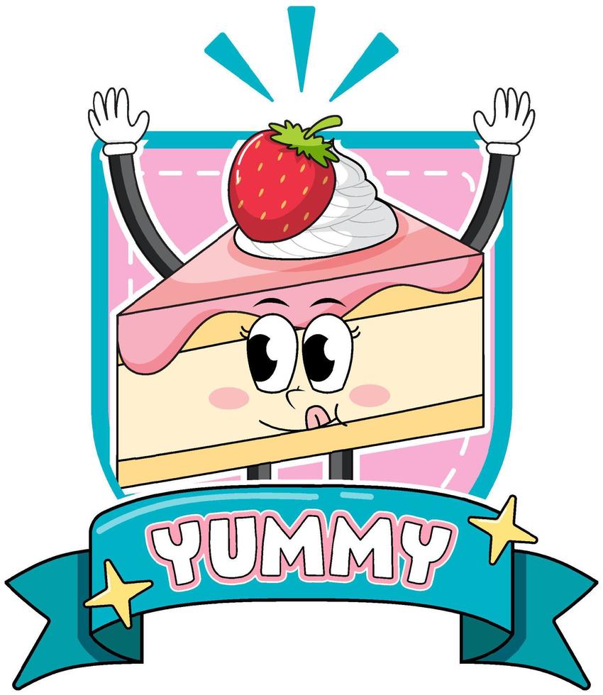 Funny strawberry cake cartoon character vector