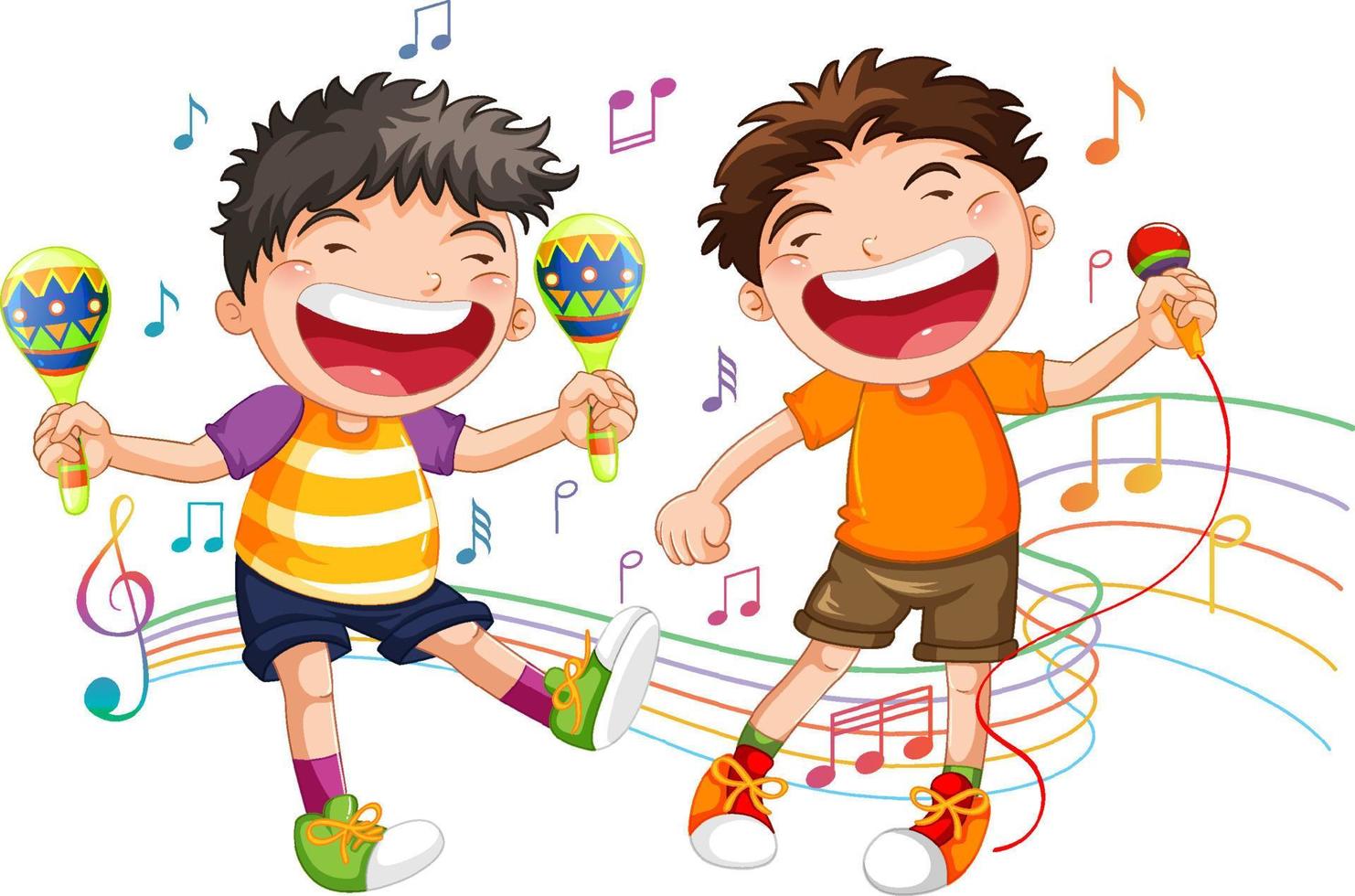 Boy singing and dancing vector