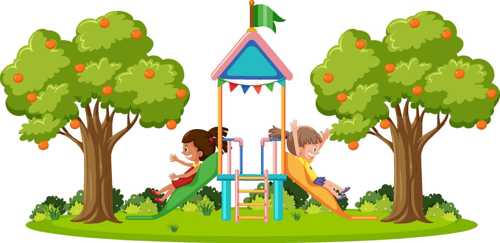 Outdoor playground slide for kids vector