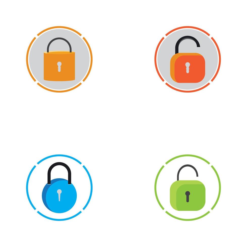 Flat lock and unlock icon vector background