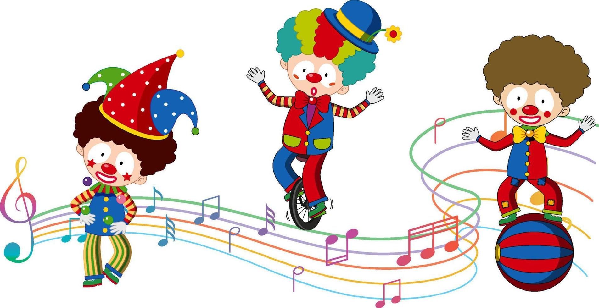 Clown with music note performing vector