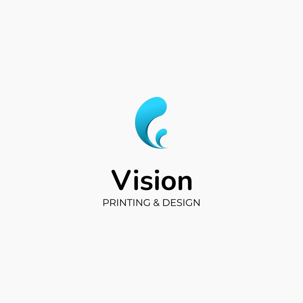 Letter V and Ink logo design vector