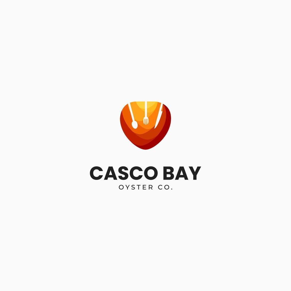 oyster shell vector illustration. Logo template for fish restaurant menu or seafood. Emblem of delicacy in the engraving style on a light background.