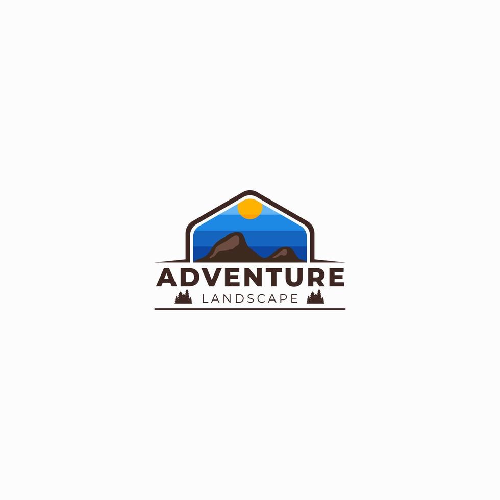 Mountain logo design, outdoor adventure. Vector graphics for t shirts and other uses.