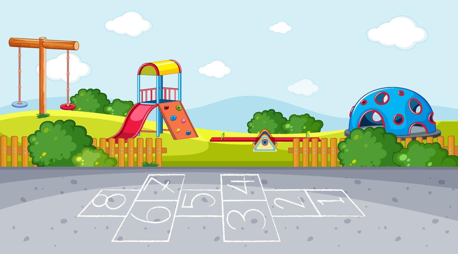 Hopscotch on playground background vector