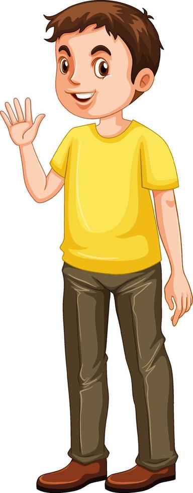 A man wearing yellow t shirt cartoon vector