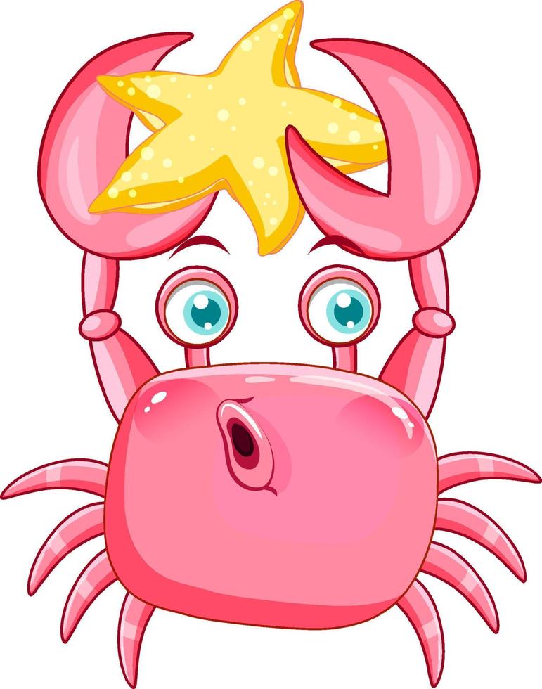 Pink crab in cartoon design vector