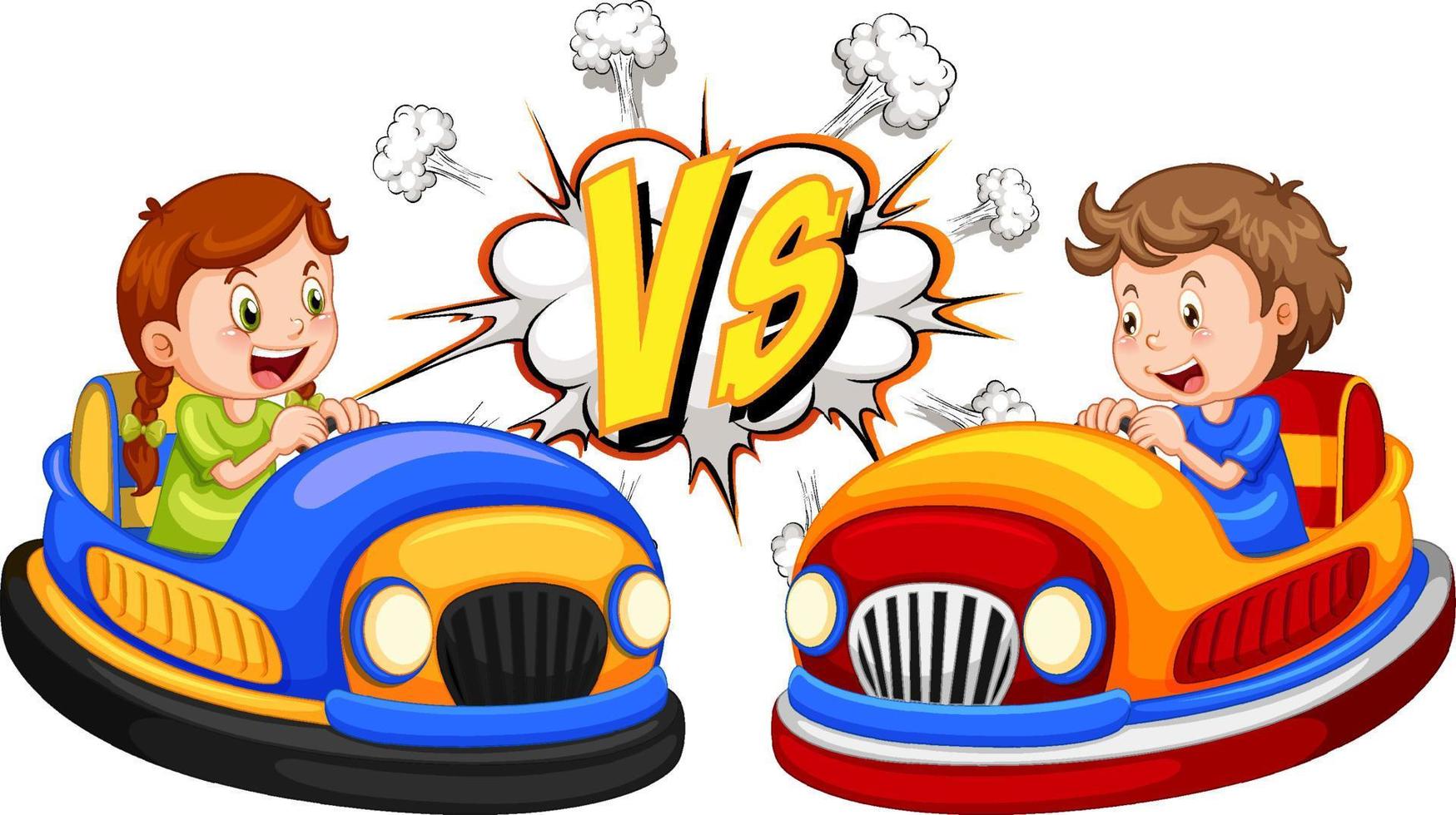A boy bumper car vs a girl bumper car vector