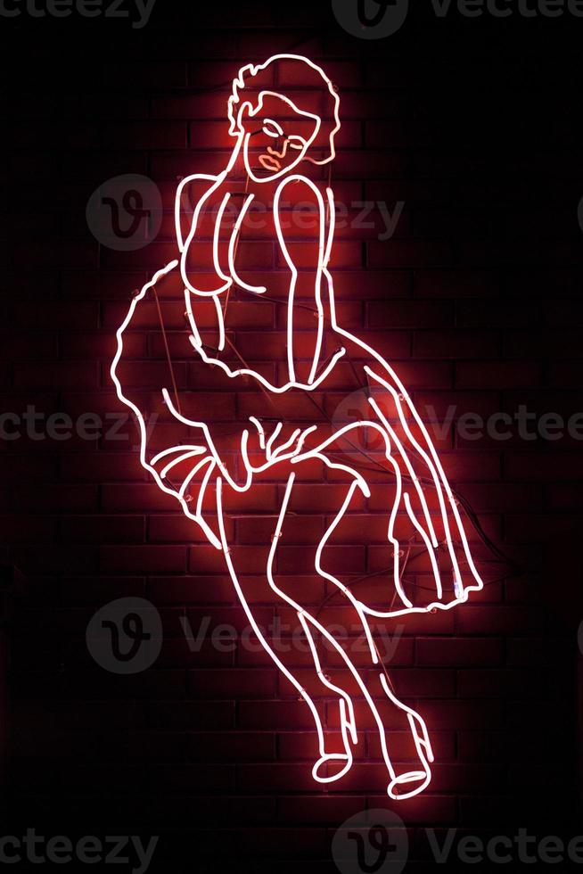 Neon light shaped into a Marilyn Monroe photo