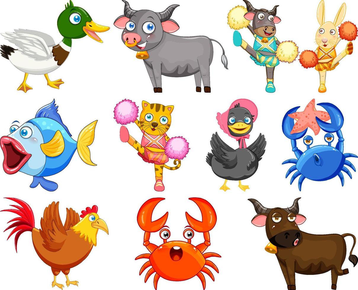 lindos animales con sonrisa feliz vector