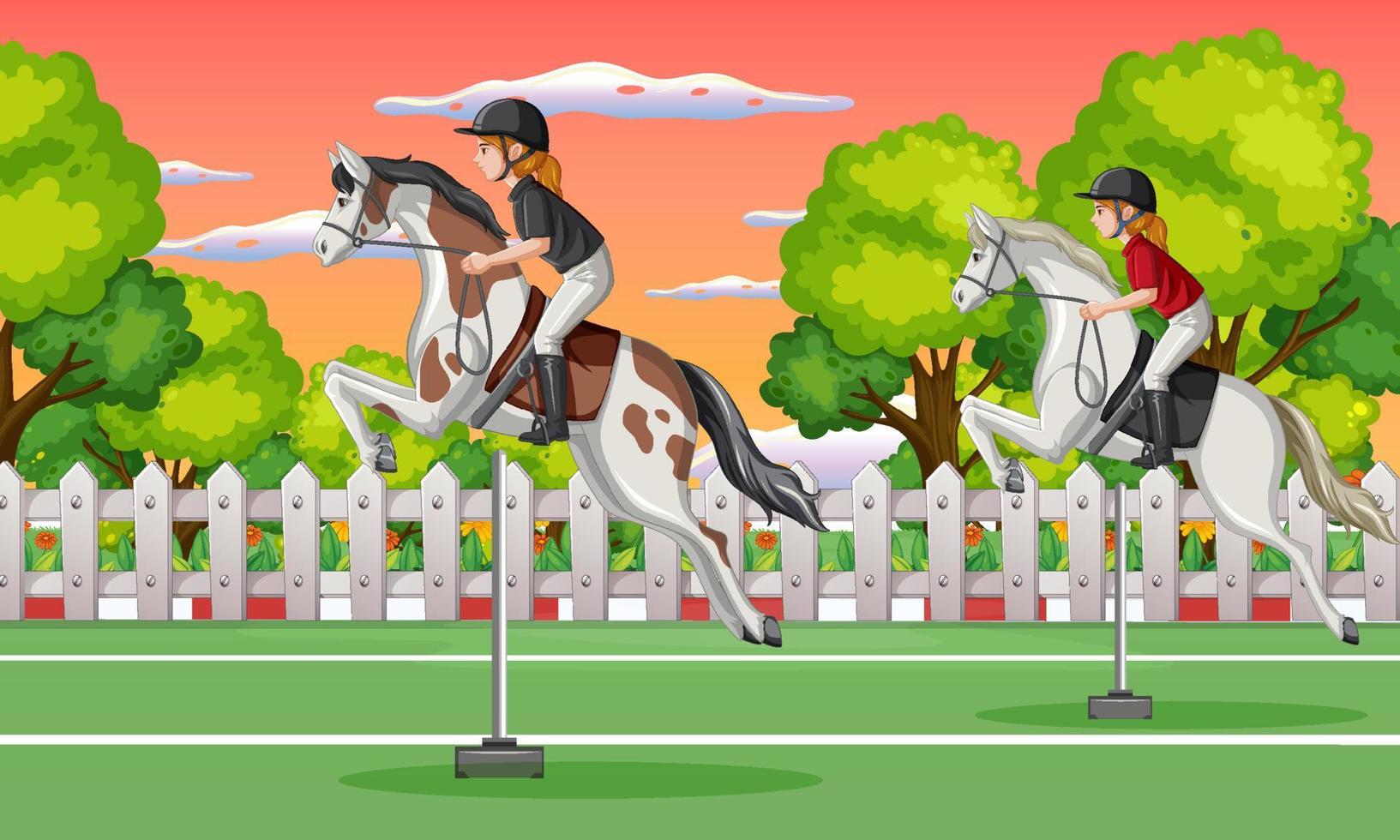 A scene of horse racer at racecourse vector