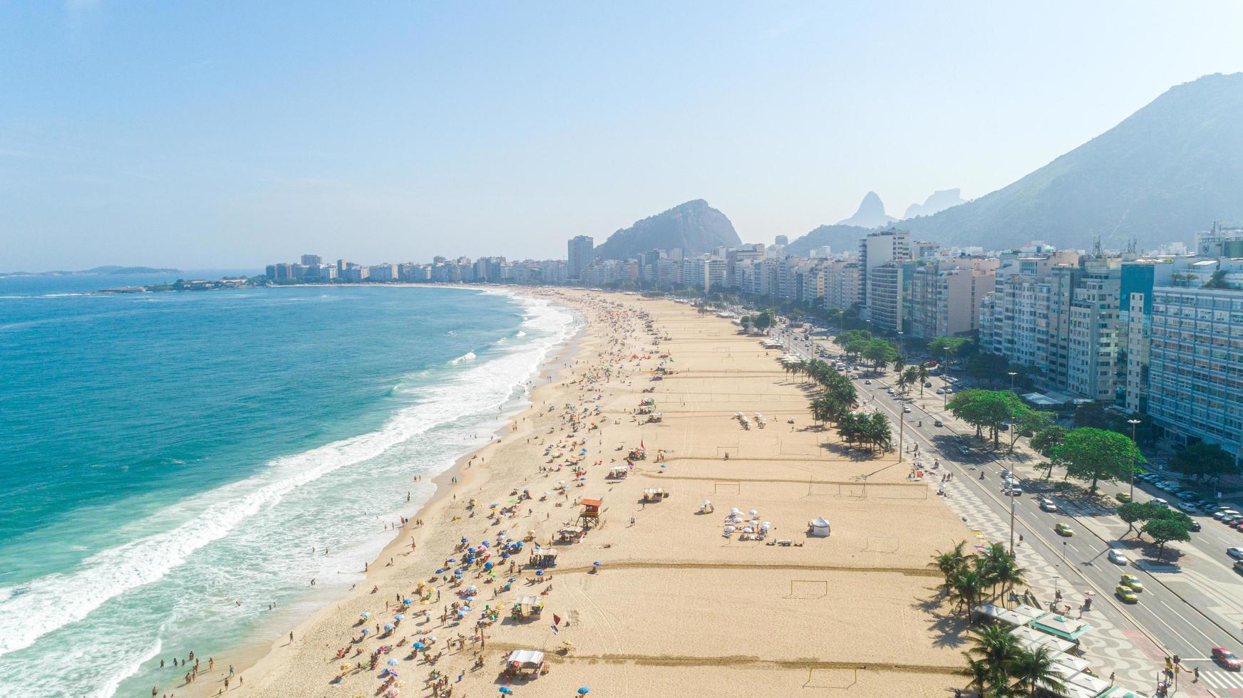 rio de janeiro, rio de janeiro brasil -alrededor de octubre de 2019 imagen aérea de la playa de copacabana en rio de janeiro. Brasil. foto