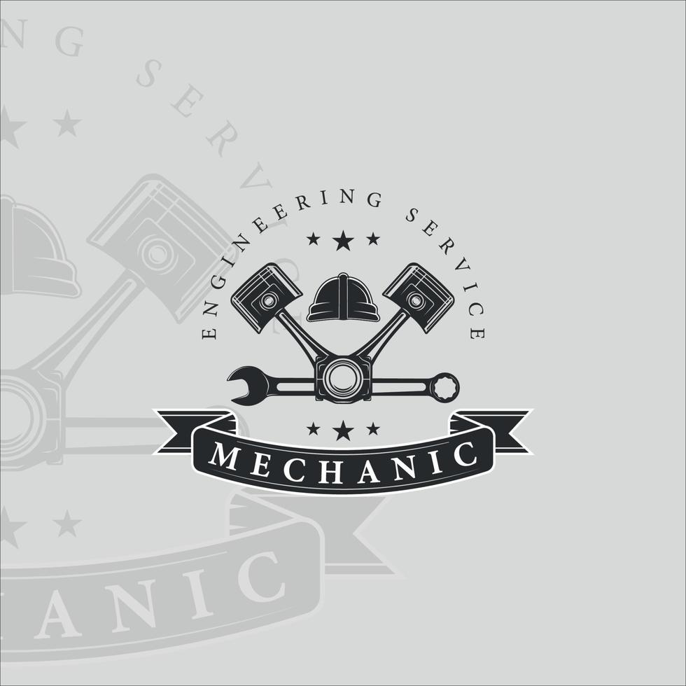 mechanic or piston logo vintage vector illustration template icon design. engineering service logo for company or garage business concept emblem and label symbol