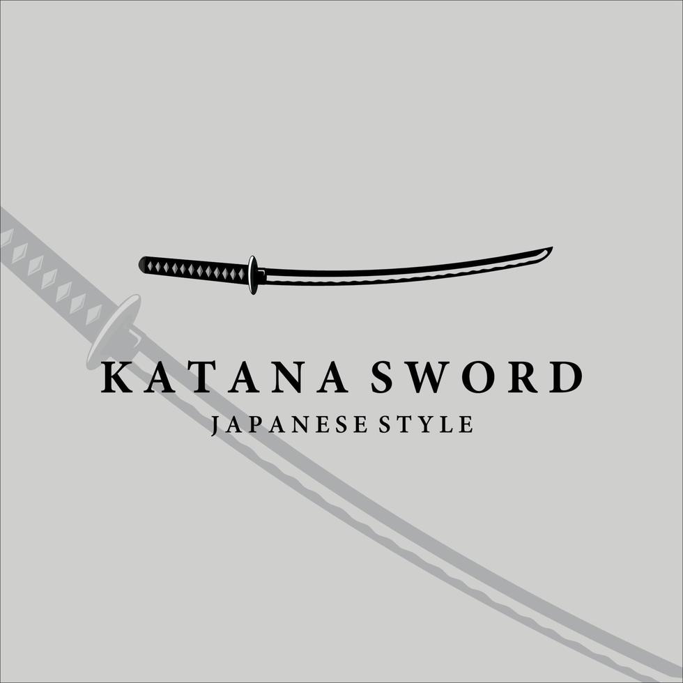 katana espada logo vintage vector ilustración diseño. espada japonesa moderna simple de katana logo concepto plantilla emblema ilustración vector diseño