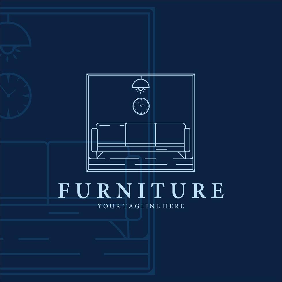 muebles sofá línea arte logo vector ilustración diseño