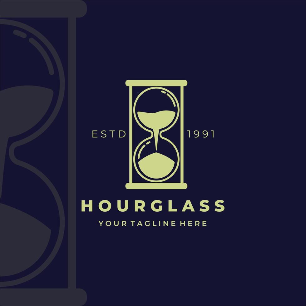 hourglass vintage logo vector illustration design