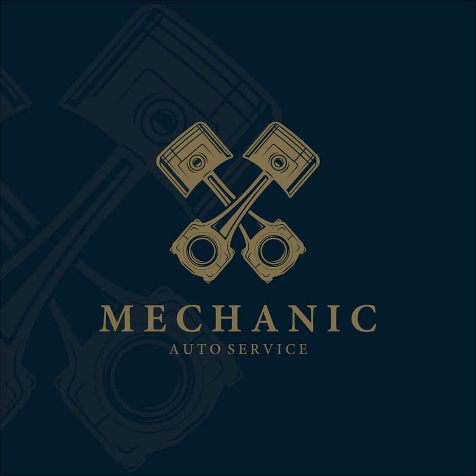 mechanic or piston logo vintage vector illustration template icon design. engineering service logo for company or garage business concept emblem and label symbol