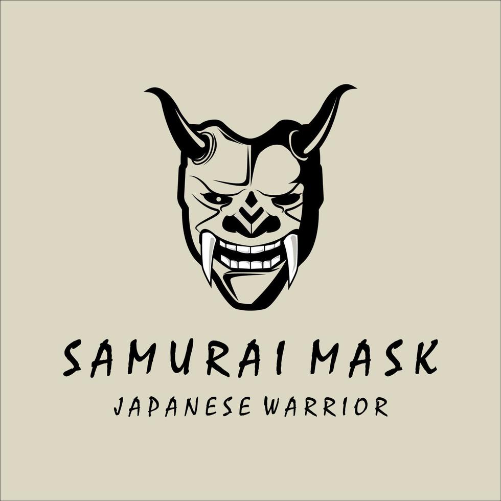 máscara de samurai vintage logo plantilla vector ilustración diseño . máscara de samurai moderna simple para diseño de vector de ilustración de concepto de logotipo de guerrero japonés