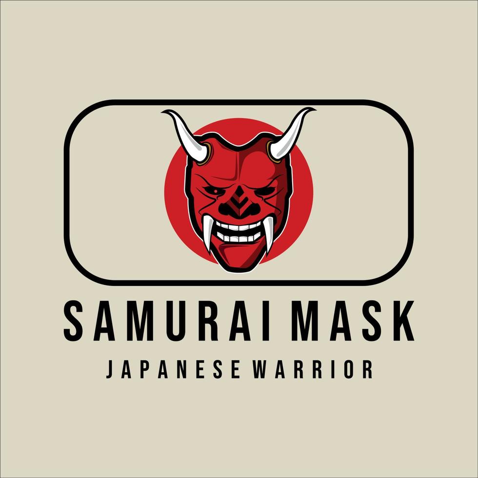 máscara de samurai vintage logo plantilla vector ilustración diseño . máscara de samurai moderna simple para diseño de vector de ilustración de concepto de logotipo de guerrero japonés