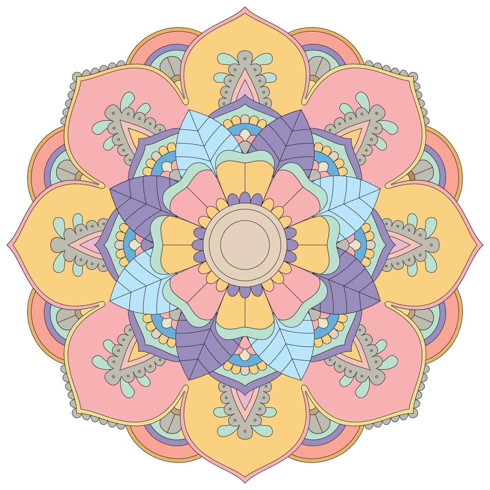 Doodle Mandala Asian Style Design vector