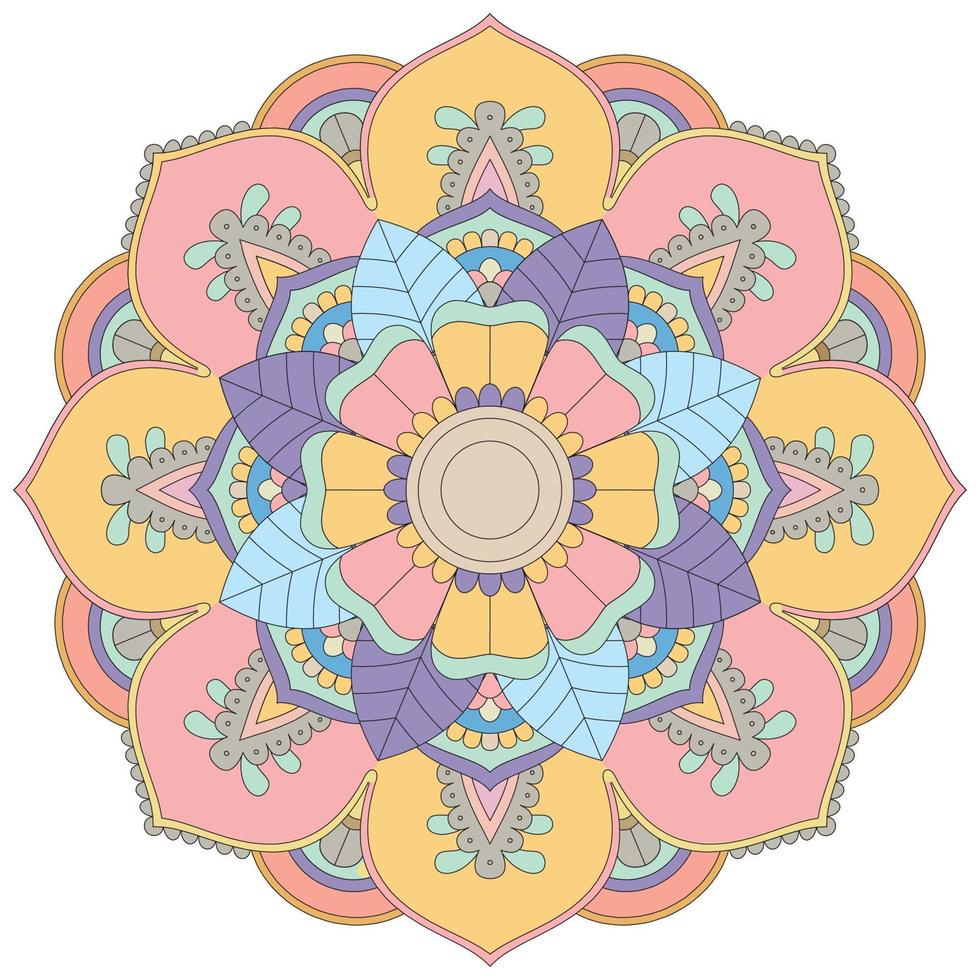 Doodle mandala diseño de estilo asiático vector