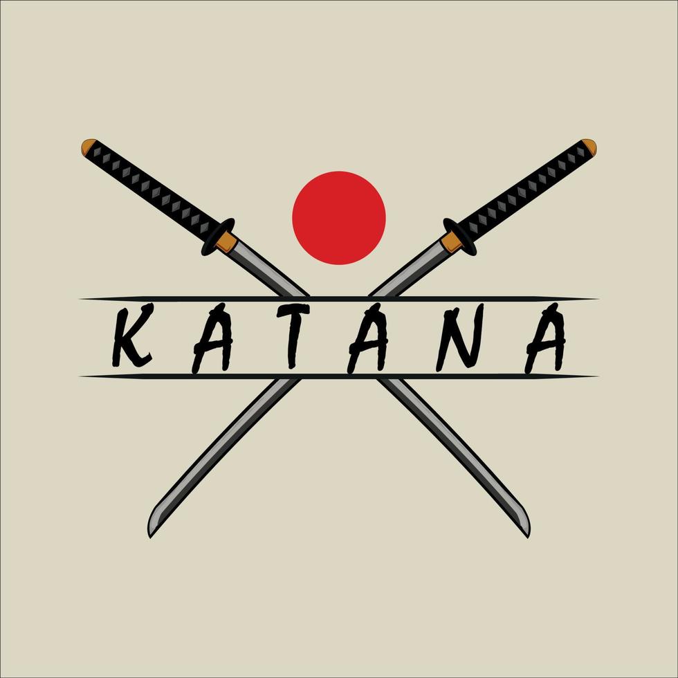 katana espada vintage logo plantilla vector ilustración diseño. concepto moderno del logotipo del emblema de la espada japonesa. espada para samurai guerrero japonés logo concepto vector vintage diseño