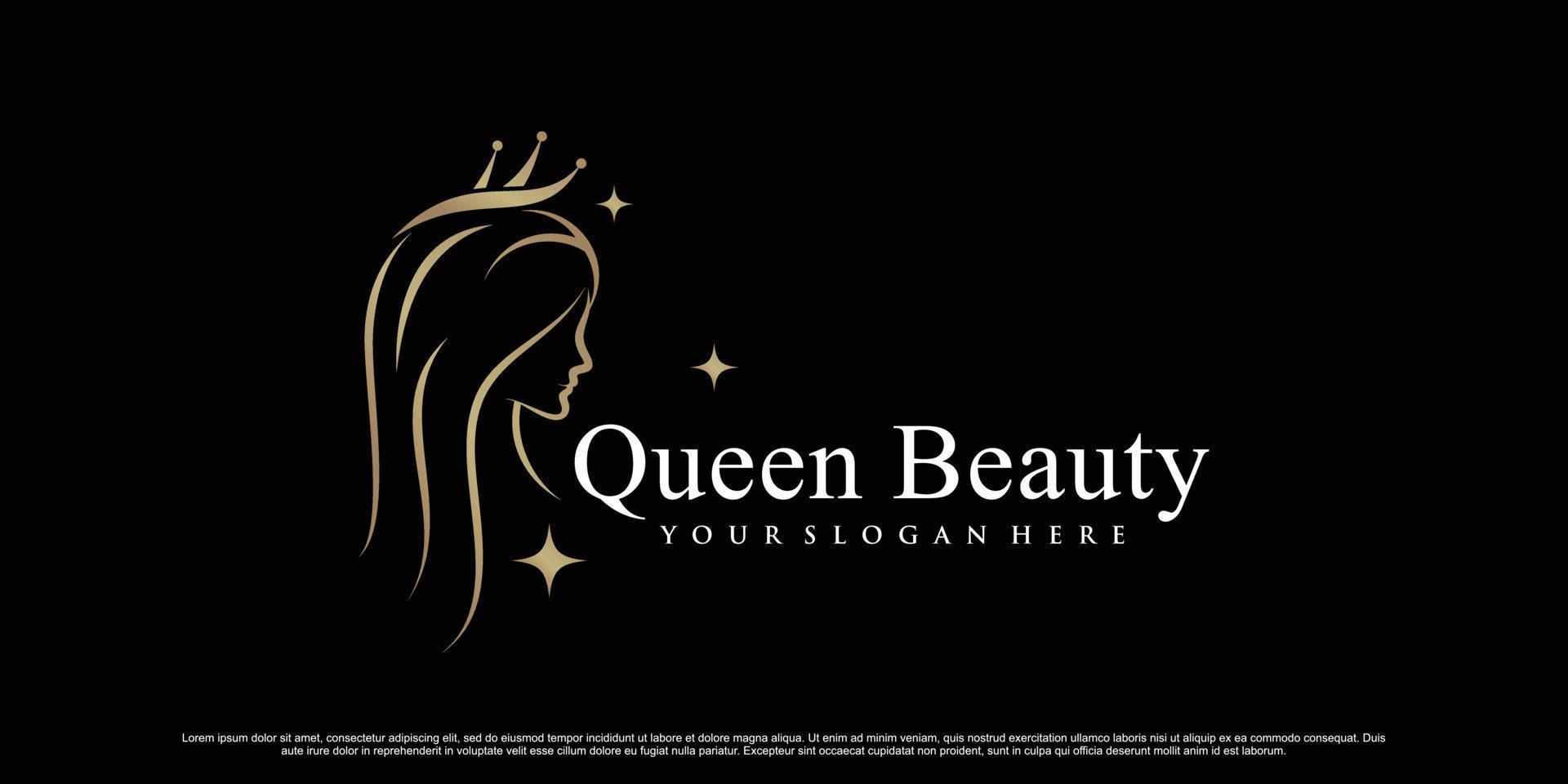 inspiración de diseño de logotipo de icono de reina de belleza para mujeres con estilo de arte lineal vector premium