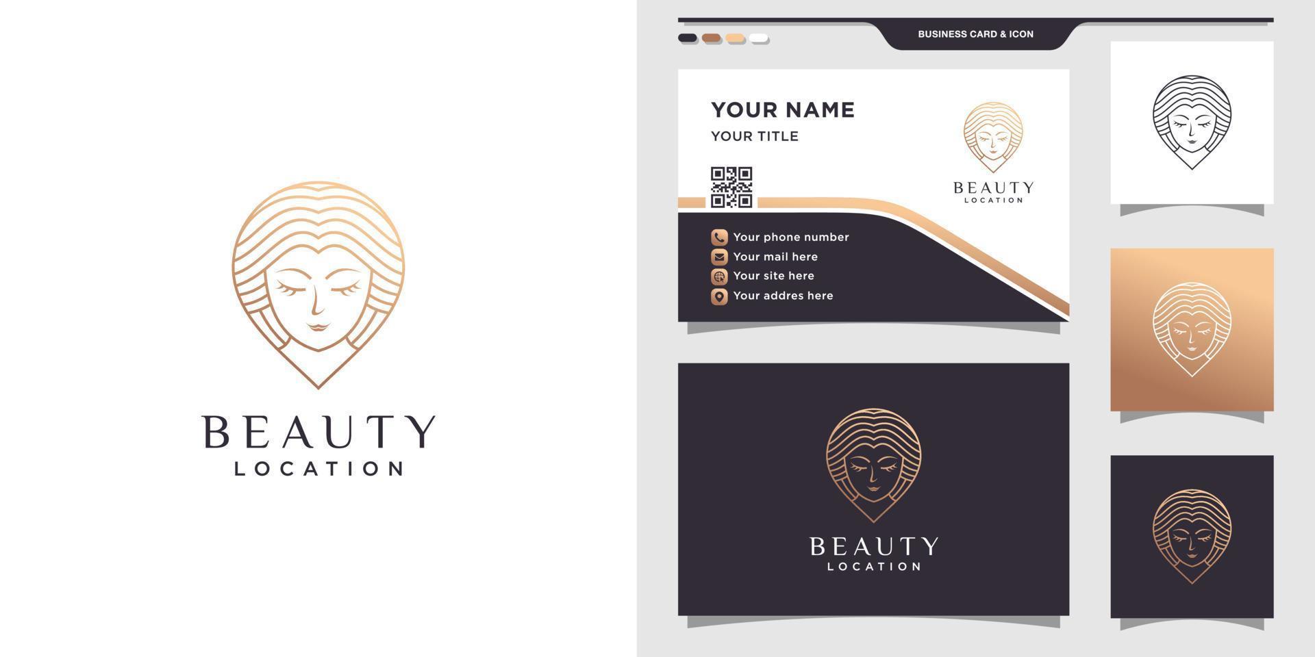 Beauty location logo design with pin point and creative concept vector