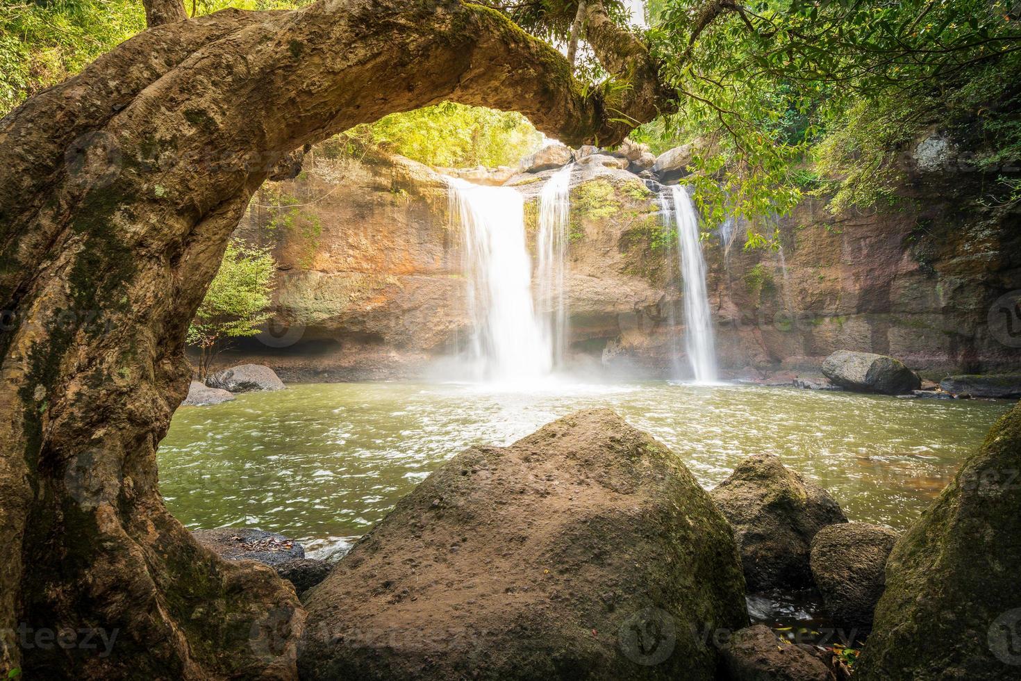 Huaw Suwat waterfall in Khao yai national park Thailand traval water fall mountain photo